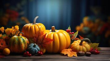 Autumn pumpkins and leaves. photo