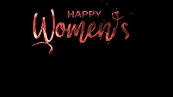 Happy womens day animation text in red color on transparent background. Great for international womens day celebrations around the world. 8 March. Alpha channel. video