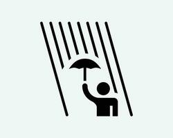 Carrying Umbrella Icon. Protection Rain Raining Season Weather Protect Insurance Shield Sign Symbol Black Artwork Graphic Illustration Clipart EPS Vector