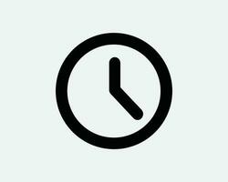 reloj icono firmar símbolo. sencillo negro hora Temporizador redondo circulo forma plano marcar cronógrafo cuenta regresiva obra de arte gráfico ilustración clipart vector cricut