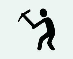 minero icono. hombre excavación mía pico trabajo trabajador construcción palo cifra. negro blanco firmar símbolo ilustración obra de arte gráfico clipart eps vector