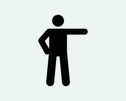 Man Pointing Right Icon. Stick Figure Point Action Direction Navigation Expression Gesture Icon Sign Symbol Artwork Graphic Illustration Clipart Vector