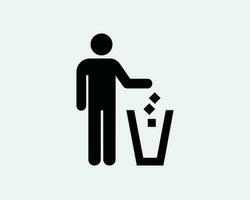 Throw Trash in Bin Icon. Garbage Rubbish Waste Litter Recycle Please Keep Clean Eco Signage Label Artwork Graphic Illustration Clipart Vector Cricut