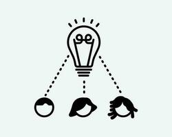 Brainstorm Icon. Group Team Teamwork Idea Think Creative Collaboration Light Bulb Sign Symbol Black Artwork Graphic Illustration Clipart EPS Vector