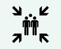 Evacuation Assembly Point Meeting Place Location Safety Black White Silhouette Sign Symbol Icon Vector Graphic Clipart Illustration Artwork Pictogram