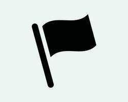 Flag Icon. Mark Position Wave Waving Banner Emblem Marker Pole Success. Black White Shape Sign Symbol Illustration Artwork Graphic Clipart EPS Vector