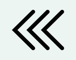 Triple Left Arrow Icon. Pointer Path Route Direction Navigation. Black White Road Traffic Sign Symbol Illustration Artwork Graphic Clipart EPS Vector