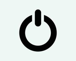 On Off Power Icon. Start Stop Button Switch Computer Shutdown Round Shape Outline Sign Symbol Black Artwork Graphic Illustration Clipart EPS Vector