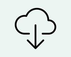 Download Cloud Icon. Data Storage Network Database Web Server. Black White Outline Arrow Sign Symbol Illustration Artwork Graphic Clipart EPS Vector