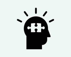 Problem Solving Icon. Puzzle Brain Mind Games Intellect Smart Think Plan Strategy Sign Symbol Black Artwork Graphic Illustration Clipart EPS Vector