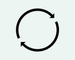 Circle Arrow Icon. Repeat Recycle Refresh Cycle Round Loop Spin Reset Process Black White Sign Symbol Illustration Artwork Graphic Clipart EPS Vector