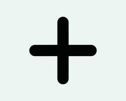 Cross Sign Plus Add Addition Math Mathematics Additional Black and White Line Icon Symbol Vector Artwork Clipart Illustration