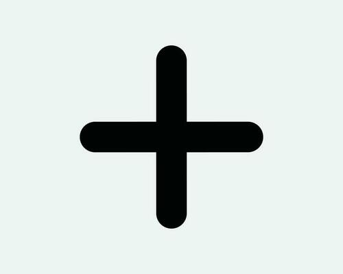 Cross Sign Plus Add Addition Math Mathematics Additional Black and White Line Icon Symbol Vector Artwork Clipart Illustration