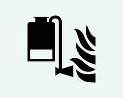 Portable Foam Applicator Fire Extinguisher Suppression Black White Silhouette Sign Symbol Icon Clipart Graphic Artwork Pictogram Illustration Vector