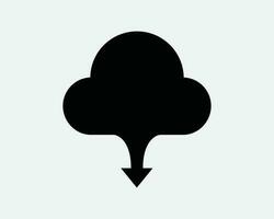 Cloud Download Icon. Black Web Data Storage Server Tech Internet Connection Network Database Sign Symbol Artwork Graphic Illustration Clipart Vector