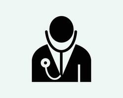 médico icono médico cuidado de la salud trabajador médico médico negro blanco silueta firmar símbolo vector gráfico clipart ilustración obra de arte pictograma