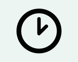 Clock Line Icon. Analogue Watch Timer Alarm Stopwatch Time Reminder Deadline. Black White Sign Symbol Illustration Artwork Graphic Clipart EPS Vector