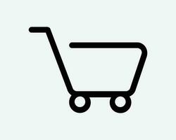 Shopping Cart Line Icon. Retail Trolley Check Out Business E-commerce Online Store Sign Symbol Black Artwork Graphic Illustration Clipart EPS Vector