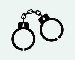 Handcuffs Icon. Arrest Criminal Crime Jail Prison Justice Slave Slavery Trap Punish Police Black White Sign Symbol Artwork Graphic Clipart EPS Vector