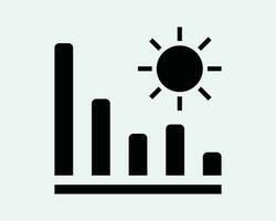 Temperature Fluctuation Icon. Weather Pattern Sunshine Sunlight Heat Measure. Black White Sign Symbol Illustration Artwork Graphic Clipart EPS Vector