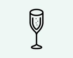 Champagne Glass Icon Alcohol Party Sparkling Wine Beverage Wineglass Toast Celebrate Sign Symbol Black Artwork Graphic Illustration Clipart EPS Vector