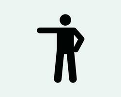 Man Pointing Left Icon. Stick Figure Point Action Direction Navigation Expression Gesture Icon Sign Symbol Artwork Graphic Illustration Clipart Vector