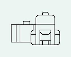 equipaje Delgado línea icono. maleta bolso viaje lineal símbolo. viaje vacaciones Mano encargarse de carretilla signo. vector gráfico ilustración clipart cricut