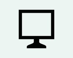 Computer Monitor Screen Icon. PC Desktop Digital Display TV Television LCD LED Square Frame Sign Symbol Artwork Graphic Illustration Clipart Vector