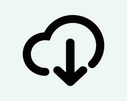 Cloud Download Icon. Server Network Storage Down Load Information App Connection File Sign Symbol Black Artwork Graphic Illustration Clipart EPS Vector