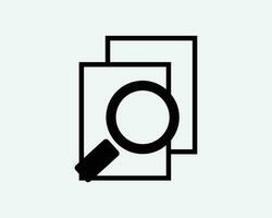 File Search Icon Zoom In Research Document Magnifier Glass Report Folder Look Up View Sign Symbol Black Artwork Graphic Illustration Clipart EPS Vector