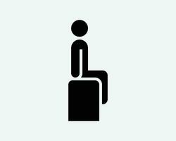 Man Sitting Icon. Person Sit Bench Chair Wait Waiting Seat Patience Male Boy Human Sign Symbol Black Artwork Graphic Illustration Clipart EPS Vector