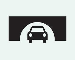 Car Tunnel Exit Icon. Arch Bridge Under Underneath Road Traffic Structure Black and White Sign Symbol Illustration Artwork Graphic Clipart EPS Vector