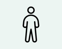 Stick Figure Line Icon. Man Person Stand Standing Linear Symbol. Sickman Boy Profile Character Avatar User Sign Vector Graphic Illustration Clipart