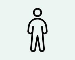 Stick Figure Line Icon. Man Person Stand Standing Linear Symbol. Sickman Boy Profile Character Avatar User Sign Vector Graphic Illustration Clipart