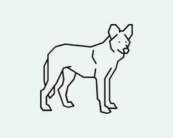 coyote salvaje perro lobo zorro hiena fauna silvestre alemán pastor mascota negro y blanco línea icono bosquejo estilo firmar símbolo vector obra de arte clipart ilustración