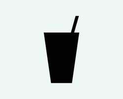 soda bebida taza icono suave bebidas bebida jugo Leche Paja negro blanco silueta símbolo firmar gráfico clipart obra de arte ilustración pictograma vector