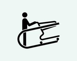 Push Cart Escalator Travelator Trolley Man Person Pushing Black White Silhouette Symbol Icon Sign Graphic Clipart Artwork Illustration Pictogram Vector