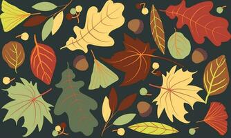 Autumn seamless pattern with different leaves vector