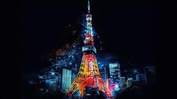 Tokyo tower, bright color. Generative Ai photo