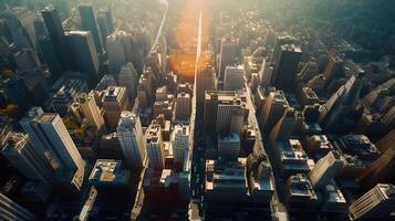Aerial View over New York City Manhattan,New York,USA, bright color. photo