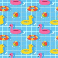 Swimming Pool Seamless Pattern Vector Illustration with Summer Vacation Element in Flat Cartoon Template Hand Drawn
