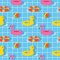 Swimming Pool Seamless Pattern Vector Illustration with Summer Vacation Element in Flat Cartoon Template Hand Drawn