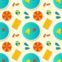 Swimming Pool Seamless Pattern Vector Illustration with Summer Vacation Element in Flat Cartoon Template Hand Drawn