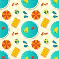 Swimming Pool Seamless Pattern Vector Illustration with Summer Vacation Element in Flat Cartoon Template Hand Drawn