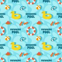 Swimming Pool Seamless Pattern Vector Illustration with Summer Vacation Element in Flat Cartoon Template Hand Drawn