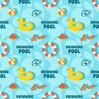 Swimming Pool Seamless Pattern Vector Illustration with Summer Vacation Element in Flat Cartoon Template Hand Drawn