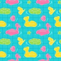 Swimming Pool Seamless Pattern Vector Illustration with Summer Vacation Element in Flat Cartoon Template Hand Drawn