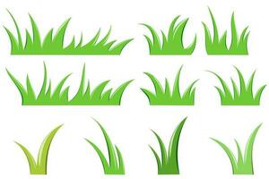 grass cartoon set isolated on white background vector