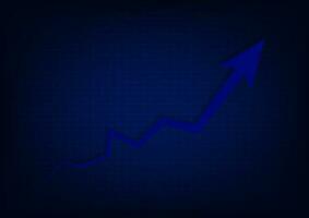 Stock and investment concept. Upper arrow with table and shiny on dark background. Burish market, profit of wealth, high-risk high return, business growth up. vector