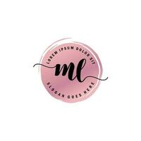 ML Initial Letter handwriting logo with circle brush template vector